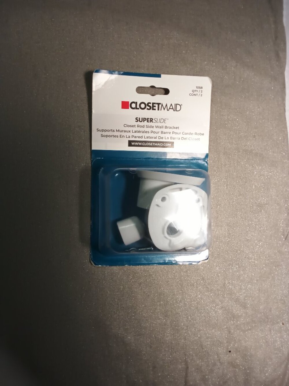 ClosetMaid White Superslide Closet Rod Side Wall Bracket